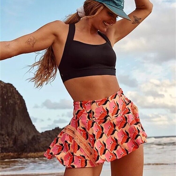 Free People Movement Pleats and Thank You Skort Floral Tennis Ball Holder L